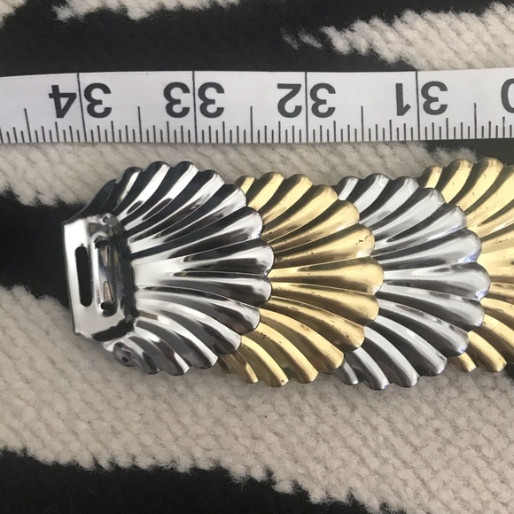 Vintage Mixed Metal Fisherman Sea Shell Nautical Elasticized Belt - Picture 8 of 8